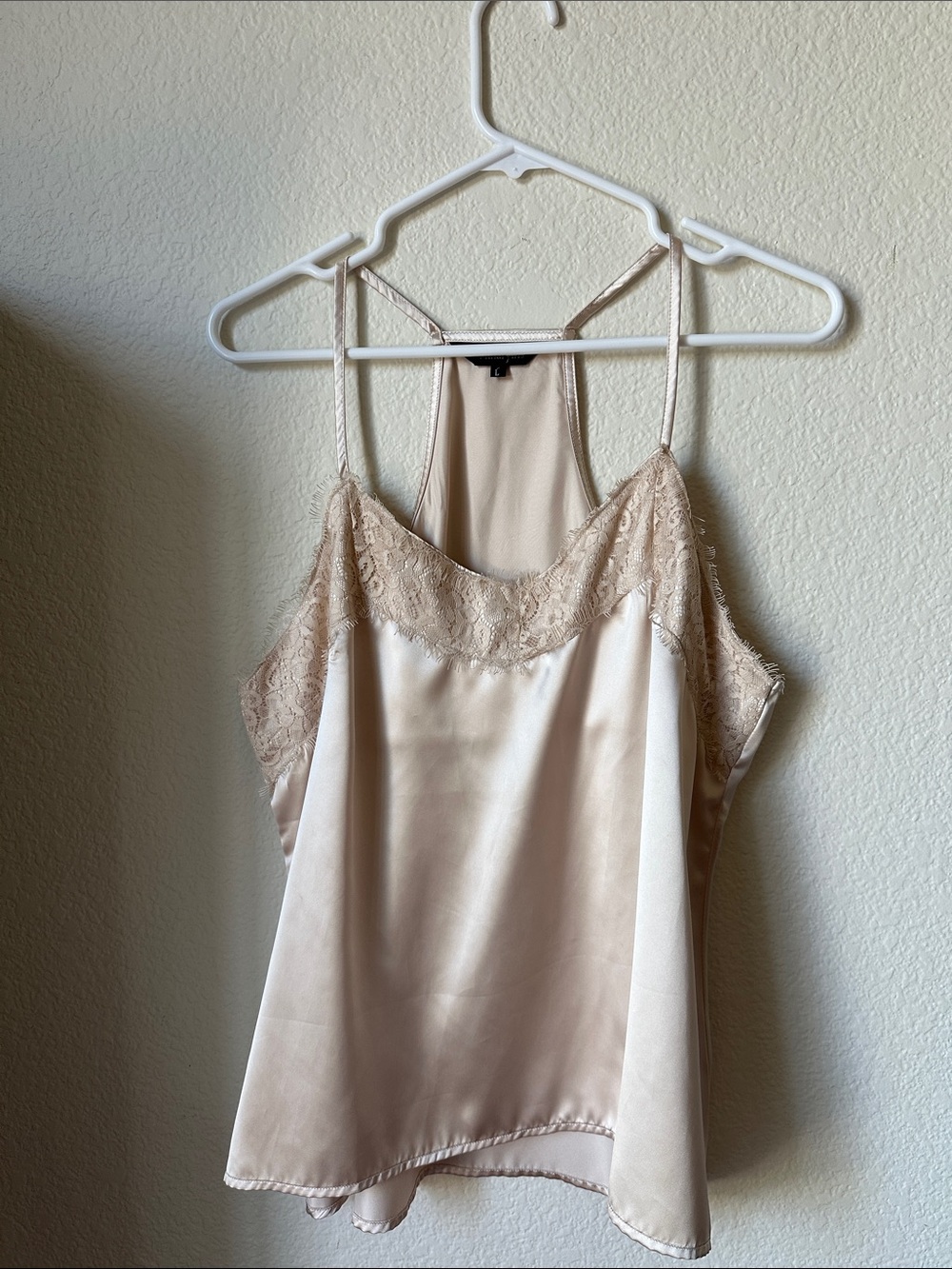 Amaryllis Lace-Trim Satin Cami in Nude Beige